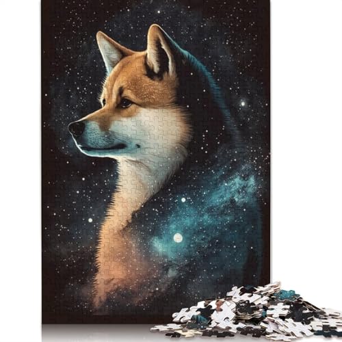 Puzzle für Erwachsene, 1000 Teile, Galaxy Colour Shiba Inu-Puzzle für Kinder, Holzpuzzle, Heimkunstdekor, Größe: 75 x 50 cm von LiJianXXO