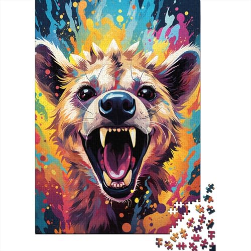 Puzzle für Erwachsene, 1000 Teile, Hyänen-Puzzle, farbenfrohes psychedelisches DIY-Kreativpuzzle, Holzpuzzle für Kinder ab 12 Jahren und Erwachsene (Größe 75 x 50 cm) von LiJianXXO