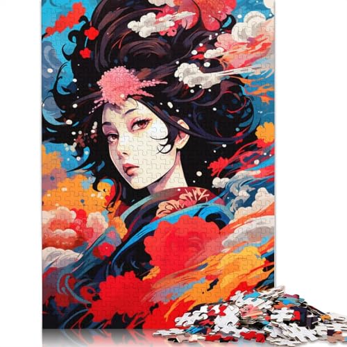 Puzzle für Erwachsene, 1000 Teile, Japanisches Geisha-Puzzle für Erwachsene, Kartonpuzzle, Lernspiel, Herausforderungsspielzeug, 38 x 26 cm von LiJianXXO