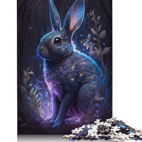 Puzzle für Erwachsene, 1000 Teile, Kaninchen-Blumen-Galaxie-Puzzle, Holzpuzzle für Erwachsene, Denksport-Puzzle für Erwachsene, Größe: 75 x 50 cm von LiJianXXO