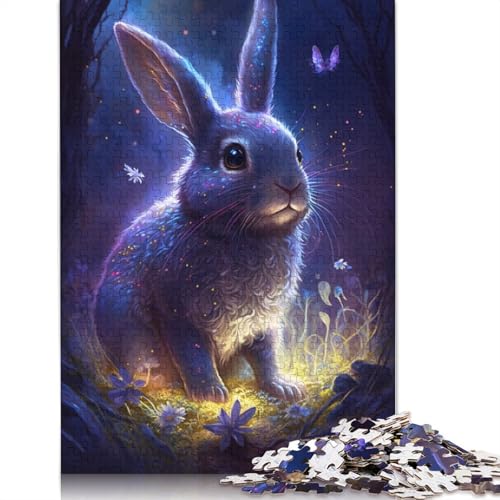 Puzzle für Erwachsene, 1000 Teile, Kaninchen-Blumen-Galaxie-Puzzle für Erwachsene, Holzpuzzle, anspruchsvolles Spiel, Größe: 75 x 50 cm von LiJianXXO