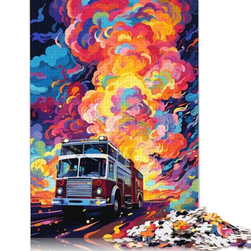 Puzzle für Erwachsene, 1000 Teile, Kunst-Feuerwehrauto-Puzzle für Erwachsene, Holzpuzzle, Lernspiel, Herausforderungsspielzeug, 75 x 50 cm von LiJianXXO