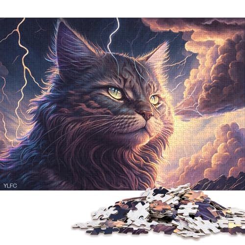 Puzzle für Erwachsene, 1000 Teile, Kunst-Maine-Coon-Katze, Puzzle für Erwachsene und Kinder, Holzpuzzle, Heimdekoration, Puzzle-Spielzeug 75x50cm/1000 Teile von LiJianXXO