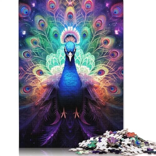 Puzzle für Erwachsene, 1000 Teile, Kunst-Pfauen-Puzzle, Kartonpuzzle für Erwachsene, Erwachsene und Kinder, Größe: 38 x 26 cm von LiJianXXO