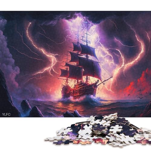 Puzzle für Erwachsene, 1000 Teile, Kunst-Piratenschiff-Puzzles für Erwachsene und Kinder, Karton-Puzzles, Heimdekoration, Puzzle-Spielzeug 38x26cm/1000 Teile von LiJianXXO