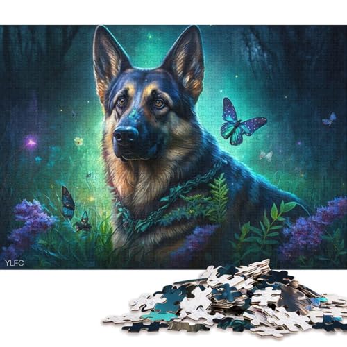 Puzzle für Erwachsene, 1000 Teile, Magische Tiere, Deutscher Schäferhund, Puzzle für Erwachsene, Holzpuzzle, Lernspiel, Herausforderungsspielzeug (Größe 75 * 50 cm) von LiJianXXO