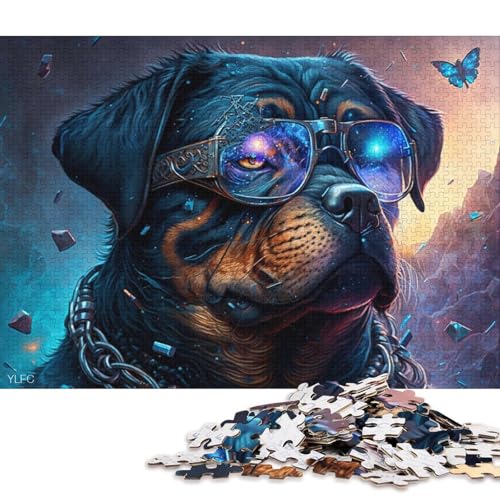 Puzzle für Erwachsene, 1000 Teile, Magischer Rottweiler-Krieger, Puzzle für Erwachsene, Holzpuzzle, tolle Geschenke zu Weihnachten (Größe 75 * 50 cm) von LiJianXXO