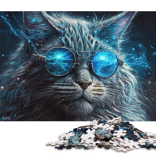 Puzzle für Erwachsene, 1000 Teile, Maine-Coon-Katzen-Krieger-Puzzle für Erwachsene, Holzpuzzle, lustige Puzzlespiele (Größe 75 * 50 cm) von LiJianXXO