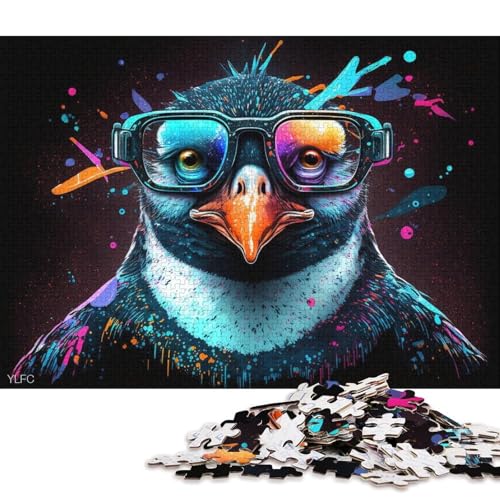 Puzzle für Erwachsene, 1000 Teile, Pinguin mit Brille, Puzzle für Erwachsene, Holzpuzzle, lustige Puzzlespiele (Größe 75 * 50 cm) von LiJianXXO