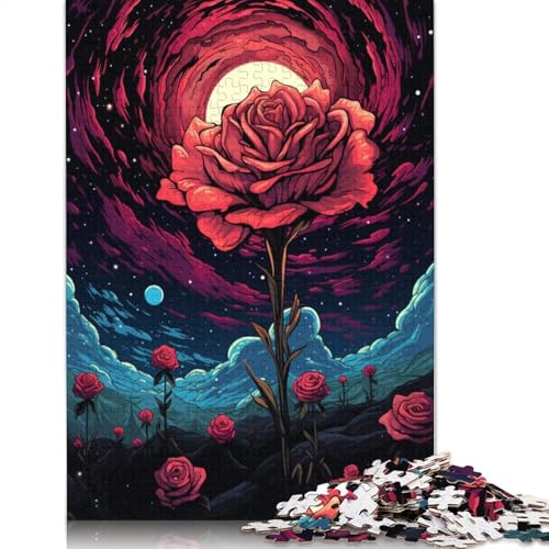 Puzzle für Erwachsene, 1000 Teile, Rosen im Weltraum, Puzzle für Erwachsene, Holzpuzzle, Lernspiel für Erwachsene und Kinder, 75 x 50 cm von LiJianXXO