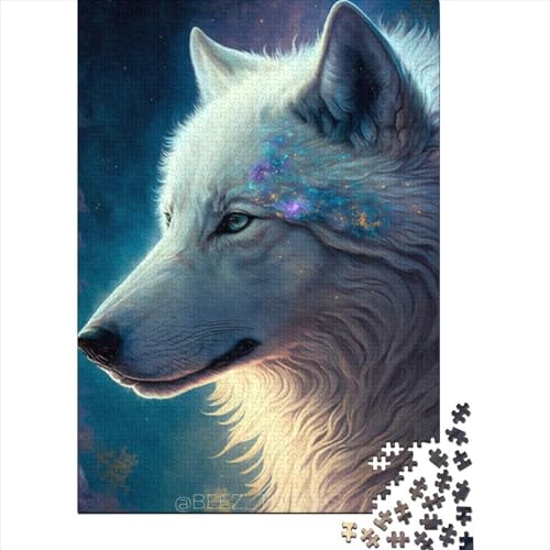 Puzzle für Erwachsene, 1000 Teile, Weißer Wolf, Puzzle für Erwachsene, Holzbrettpuzzle, lustiges Geschenk, Größe 75 x 50 cm von LiJianXXO