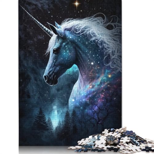 Puzzle für Erwachsene, 1000 Teile, Weltraum-Einhorn, Puzzle für Erwachsene, Kartonpuzzle, anspruchsvolles Spiel (Größe 38 x 26 cm) von LiJianXXO