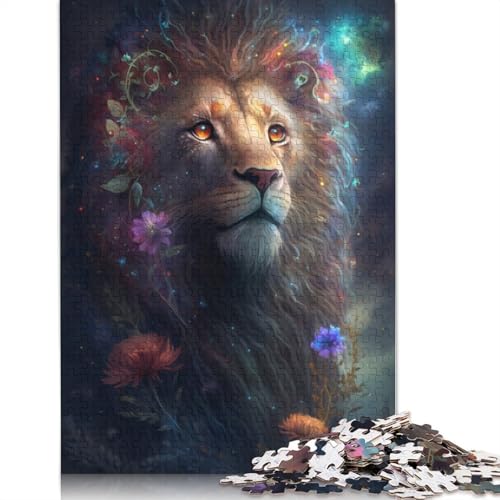 Puzzle für Erwachsene, 1000 Teile, Weltraum-Löwe, Kunst-Puzzle, Papppuzzle für Erwachsene, Denksport-Puzzle für Erwachsene, Größe: 38 x 26 cm von LiJianXXO