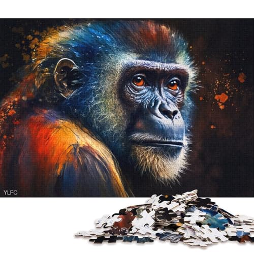 Puzzle für Erwachsene, 1000 Teile, buntes Affenpuzzle für Erwachsene, Holzpuzzle, Lernspiel, Herausforderungsspielzeug (Größe 75 * 50 cm) von LiJianXXO