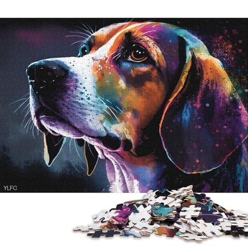 Puzzle für Erwachsene, 1000 Teile, buntes Beagle-Puzzle für Erwachsene, Holzpuzzle, Lernspiel, Herausforderungsspielzeug (Größe 75 * 50 cm) von LiJianXXO