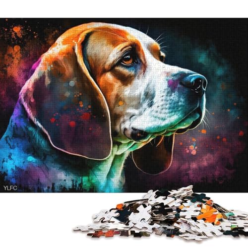 Puzzle für Erwachsene, 1000 Teile, buntes Beagle-Puzzle für Erwachsene, Holzpuzzle, Lernspiel, Herausforderungsspielzeug (Größe 75 * 50 cm) von LiJianXXO