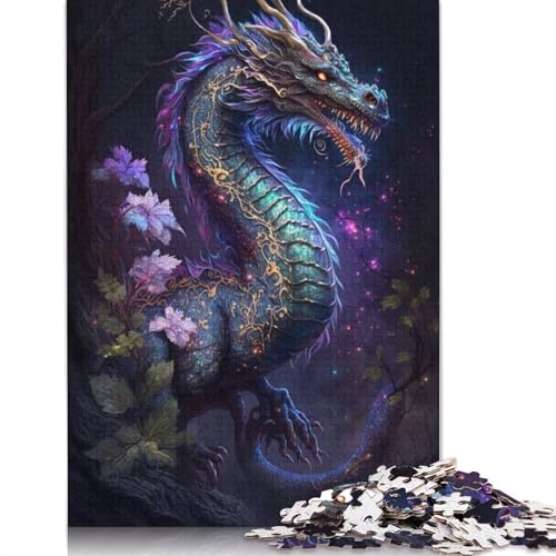 Puzzle für Erwachsene, 1000 Teile, chinesische Drachenblumen-Galaxie, Puzzle für Kinder, Papppuzzle, Spielzeug, Denkspiel, Größe: 38 x 26 cm von LiJianXXO