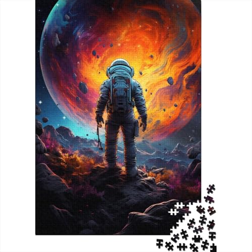 Puzzle für Erwachsene, 1000 Teile, farbenfrohe Psychedelia für Weltraum-Astronauten, Puzzle für Erwachsene und Kinder, Holzbrett-Puzzle, Spielzeug, Denkspiel, 50 x 75 cm von LiJianXXO