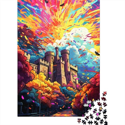 Puzzle für Erwachsene, 1000 Teile, farbenfrohe Psychedelia im Windsor Castle, Puzzle für Erwachsene und Kinder, Holzbrett-Puzzle, Spielzeug, Denkspiel, 50 x 75 cm von LiJianXXO