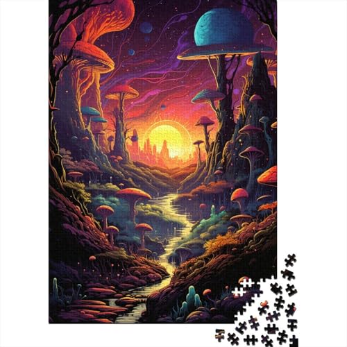 Puzzle für Erwachsene, 1000 Teile, farbenfrohe psychedelische kosmische Landschaft, Puzzle für Erwachsene und Kinder, Holzbrett-Puzzle, Spielzeug, Denkspiel, 50 x 75 cm von LiJianXXO