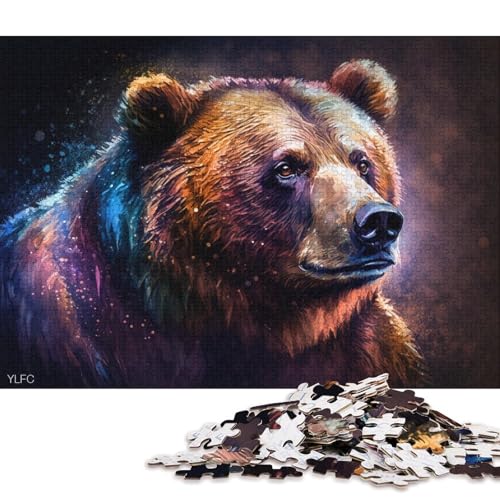 Puzzle für Erwachsene, 1000 Teile, farbenfrohes Braunbär-Puzzle für Erwachsene, Kartonpuzzle, Lernspiel für Erwachsene und Kinder (Größe 38 * 26 cm) von LiJianXXO