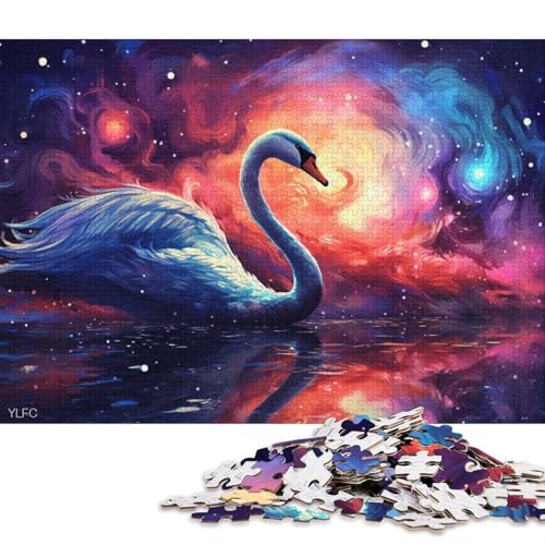 Puzzle für Erwachsene, 1000 Teile, farbenfrohes Kunst-Schwanen-Puzzle für Erwachsene und Kinder, Holzpuzzle, Heimdekoration, Puzzle-Spielzeug 75x50cm/1000 Teile von LiJianXXO