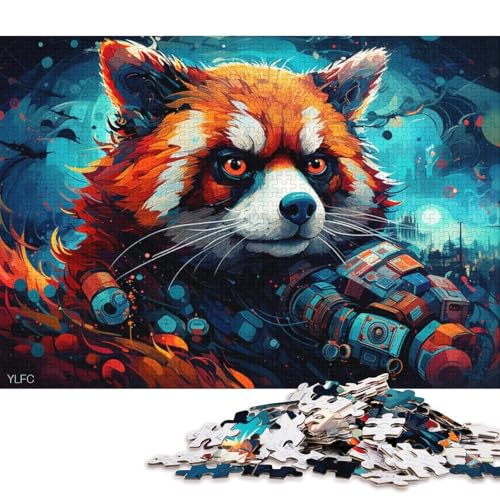 Puzzle für Erwachsene, 1000 Teile, farbenfrohes Roboter-Puzzle mit rotem Panda, für Kinder, Holzpuzzle, Heimkunstdekor 75x50cm/1000 Teile von LiJianXXO