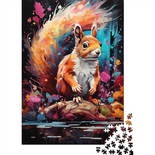 Puzzle für Erwachsene, 1000 Teile, farbenfrohes psychedelisches Eichhörnchen-Puzzle für Erwachsene und Kinder, Holzbrett-Puzzle, Spielzeug, Denkspiel, 50 x 75 cm von LiJianXXO