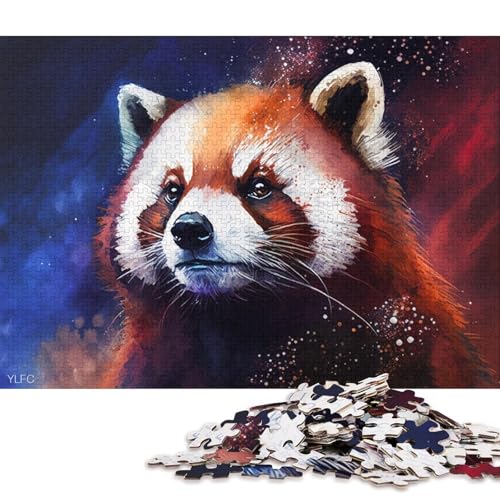 Puzzle für Erwachsene, 1000 Teile, farbenfrohes rotes Panda-Puzzle für Erwachsene, Holzpuzzle, lustige Puzzlespiele (Größe 75 * 50 cm) von LiJianXXO