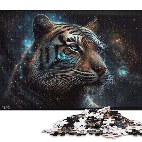 Puzzle für Erwachsene, 1000 Teile, kosmische Galaxie-Tiger, Puzzle für Erwachsene, Holzpuzzle, Heimdekoration (Größe 75 * 50 cm) von LiJianXXO