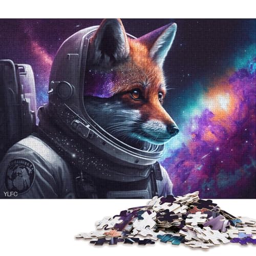 Puzzle für Erwachsene, 1000 Teile, kosmische Kunst, Astronauten-Fuchs, Puzzle, Holzpuzzle für Erwachsene, Familienspiele (Größe 75 * 50 cm) von LiJianXXO