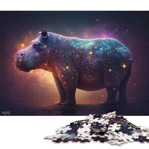 Puzzle für Erwachsene, 1000 Teile, kosmisches Galaxie-Nilpferd-Puzzle für Erwachsene und Kinder, Holzpuzzle, Heimdekoration, Puzzle-Spielzeug 75x50cm/1000 Teile von LiJianXXO