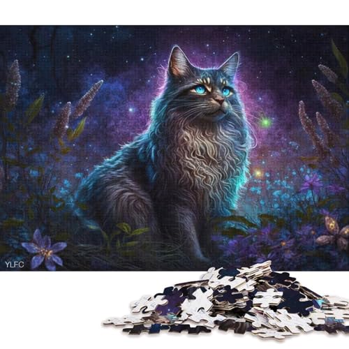 Puzzle für Erwachsene, 1000 Teile, magische Maine-Coon-Katze, Puzzle für Kinder, Kartonpuzzle, Heimkunstdekor 38x26cm/1000 Teile von LiJianXXO