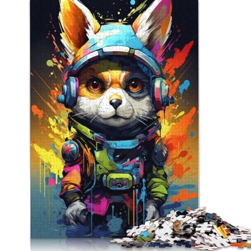 Puzzle für Erwachsene, 1000 Teile, süßer Fuchs-Roboter, Puzzle für Erwachsene, Holzpuzzle, Familiendekoration, 75 x 50 cm von LiJianXXO