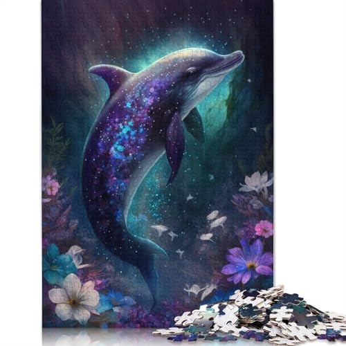 Puzzle für Erwachsene, 1000 Teile, verträumte Delfinblume, Puzzle für Kinder, Papppuzzle, Spielzeug, Denkspiel, Größe: 38 x 26 cm von LiJianXXO