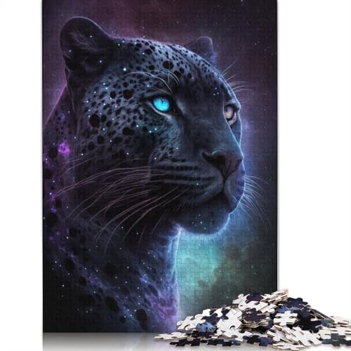 Puzzle für Erwachsene, 1000-teiliges Puzzle mit schwarzem Leoparden- und Blumenmotiv, für Erwachsene, Papppuzzle, entspannendes, intellektuelles Lernspielzeug (Größe 38 x 26 cm) von LiJianXXO