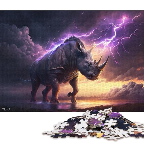 Puzzle für Erwachsene, Art Dream Rhino, 1000-teiliges Puzzle für Erwachsene, Kartonpuzzle für Erwachsene und Kinder, Spielzeug-Wanddekoration 38x26cm/1000 Teile von LiJianXXO