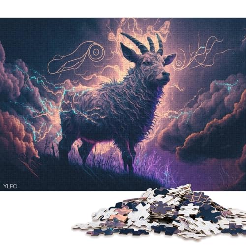 Puzzle für Erwachsene, Art Goat, 1000-teiliges Puzzle für Erwachsene und Kinder, Holzpuzzle für Erwachsene und Kinder, Lernspiel, Herausforderungsspielzeug 75x50cm/1000 Teile von LiJianXXO