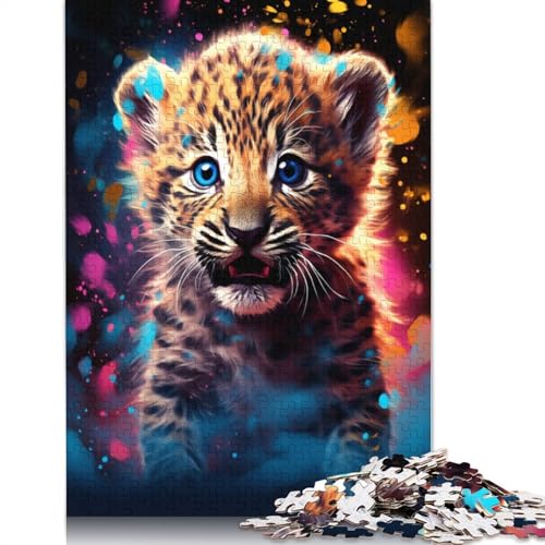 Puzzle für Erwachsene, Baby-Leopard, 1000-teiliges Puzzle, Holzpuzzle für Erwachsene und Kinder ab 12 Jahren, Lernspiel, Herausforderungsspielzeug, 75 x 50 cm von LiJianXXO