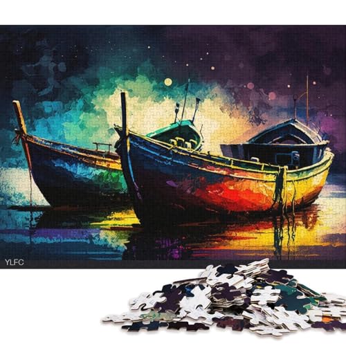 Puzzle für Erwachsene, Bunte Boote, 1000 Teile, Puzzlespielzeug, Holzpuzzle, geeignet für Kinder ab 12 Jahren, anspruchsvolles Spiel (Größe 75 * 50 cm) von LiJianXXO