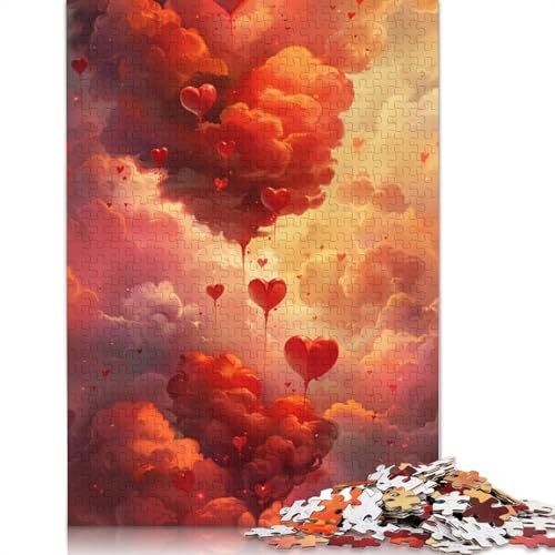 Puzzle für Erwachsene, Bunte Liebeswolken, 1000 Teile, Puzzle aus Karton für Erwachsene und Kinder ab 12 Jahren, tolles Geschenk für Erwachsene und Kinder, Größe: 38 x 26 cm von LiJianXXO