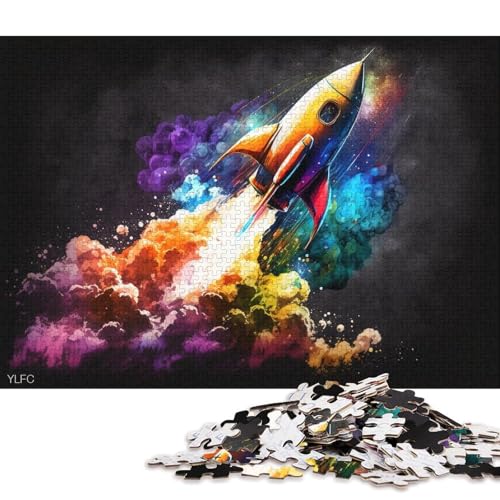 Puzzle für Erwachsene, Bunte Rakete, 1000-teiliges Puzzle für Erwachsene, Kartonpuzzle für Erwachsene und Kinder, Spielzeug-Wanddekoration 38x26cm/1000 Teile von LiJianXXO