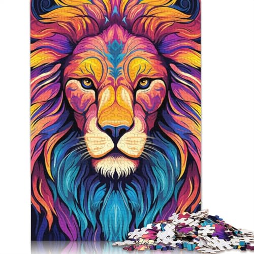 Puzzle für Erwachsene, Bunter Graffiti-Löwe für Erwachsene, 1000 Teile, Puzzle-Geschenke, Kartonpuzzle für Erwachsene und Kinder ab 12 Jahren, ideale Größe: 38 x 26 cm von LiJianXXO