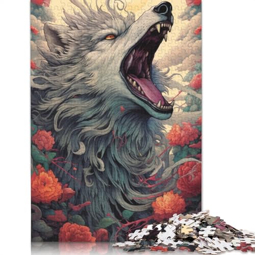 Puzzle für Erwachsene, Bunter Wolf und Vogel, 1000-teiliges Puzzle für Erwachsene, Holzpuzzle für Erwachsene und Kinder, Spielzeug-Wanddekoration, Größe: 75 x 50 cm von LiJianXXO