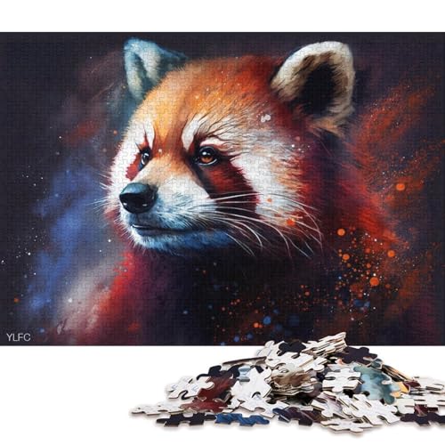 Puzzle für Erwachsene, Bunter roter Panda, 1000-teiliges Puzzle für Erwachsene, Papppuzzle für Erwachsene und Kinder, Spielzeug-Wanddekoration 38x26cm/1000 Teile von LiJianXXO