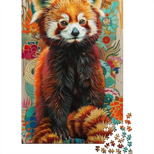 Puzzle für Erwachsene, Bunter roter Panda, 1000-teiliges Puzzle für Erwachsene und Kinder, Holzpuzzle für Erwachsene und Kinder ab 12 Jahren, Lernspiel, Größe: 75 x 50 cm von LiJianXXO