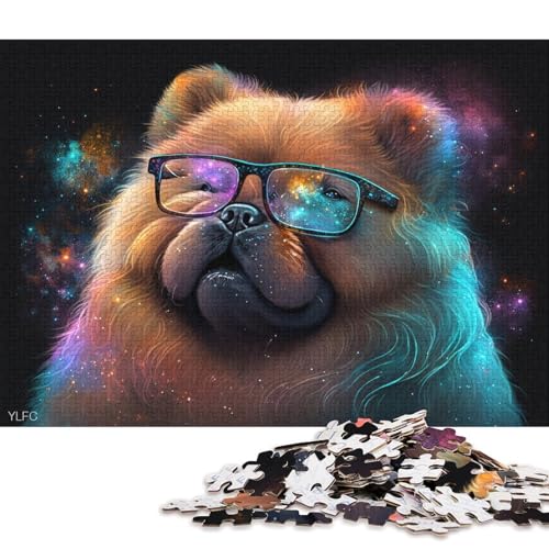 Puzzle für Erwachsene, Chow-Chow mit Brille, 1000-teiliges Puzzle für Erwachsene und Kinder ab 12 Jahren, Holzpuzzle, Denkspiel 75x50cm/1000 Teile von LiJianXXO