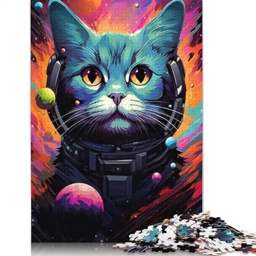 Puzzle für Erwachsene, Cosmic Art Cat, 1000-teiliges Puzzle aus Karton für Erwachsene und Kinder ab 12 Jahren, Lernspiel, Herausforderungsspielzeug, 38 x 26 cm von LiJianXXO