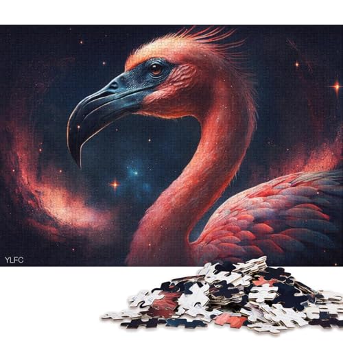 Puzzle für Erwachsene, Cosmic Fantasy Flamingo, 1000 Teile, Puzzlespielzeug, Holzpuzzle, geeignet für Kinder ab 12 Jahren, anspruchsvolles Spiel (Größe 75 * 50 cm) von LiJianXXO