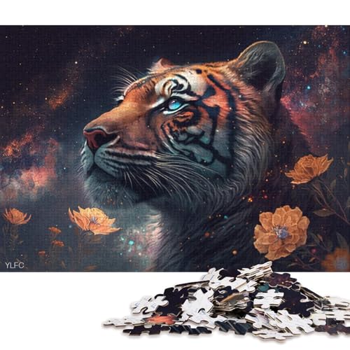 Puzzle für Erwachsene, Cosmic Tiger Flower, 1000-teiliges Puzzle für Erwachsene und Kinder, Kartonpuzzle für Erwachsene und Kinder, Lernspiel, Herausforderungsspielzeug 38x26cm/1000 Teile von LiJianXXO